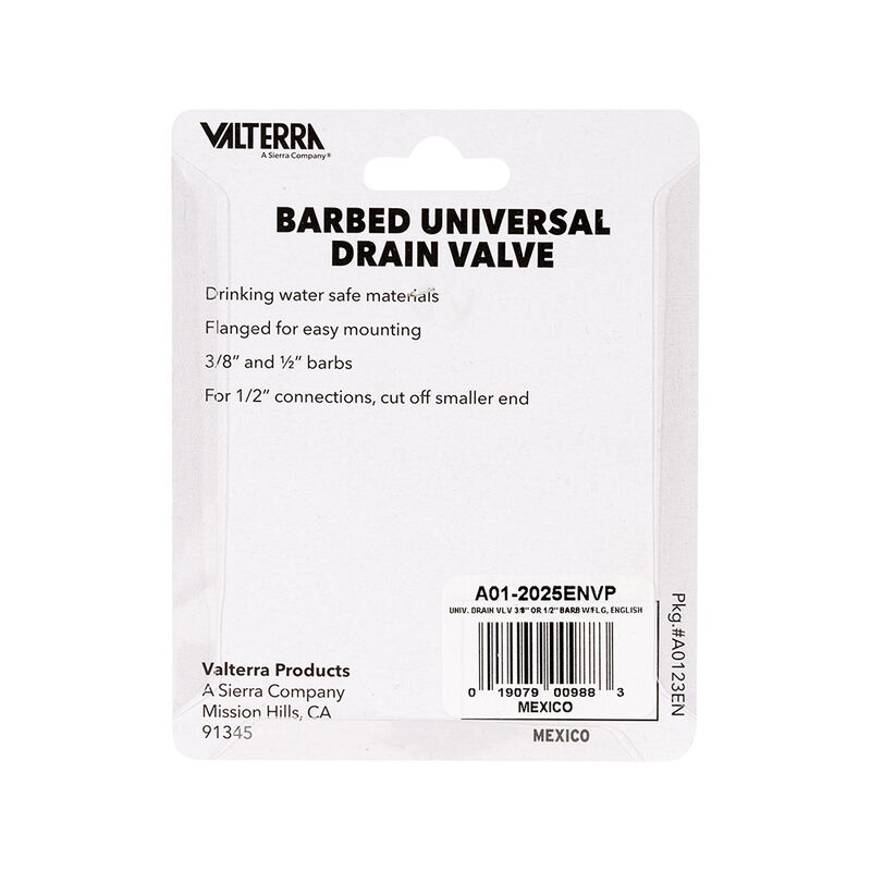 Valterra Universal Drain Valve Barbed White image number 4