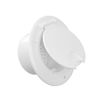 Deluxe Round Electric Cable Hatch with Back - Polar White