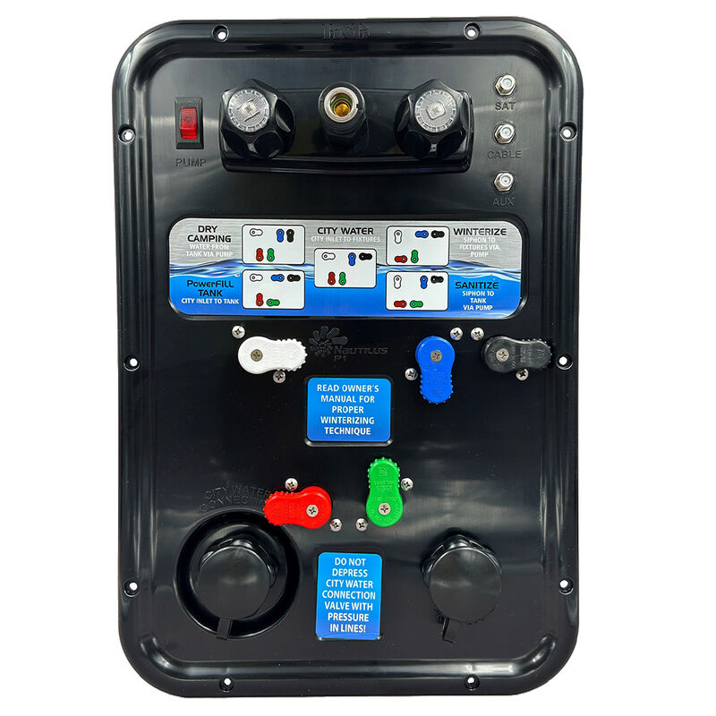 Nautilus P1 H2O System RV Multifunction City Water Fill Panel, Black image number 1