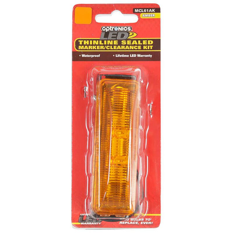 LED Thinline Marker/Clearance Light; Base and Mounting Hardware Included; Amber, Sealed; 1 Diodes image number 3
