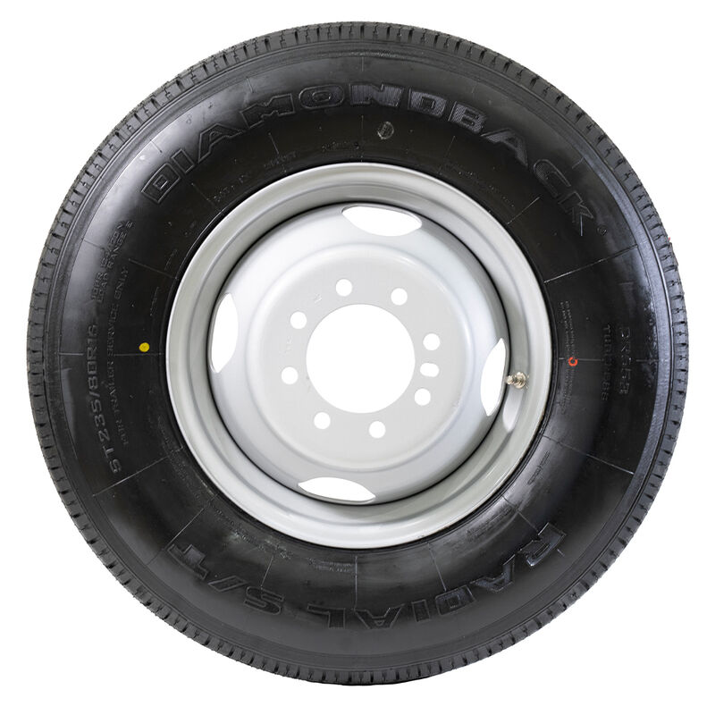 Diamondback DR653 ST235/80R16 Load E 10-Ply Trailer Tire with Vesper Silver Dual Wheel image number 2