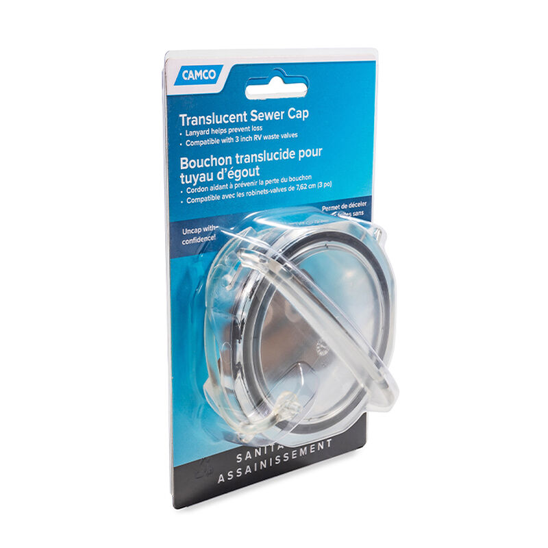 Camco Clear RV Sewer Cap with Lanyard image number 2