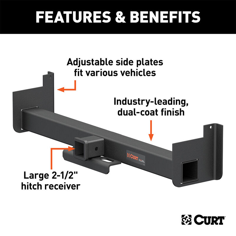 CURT 15923 Universal Weld-On Trailer Hitch, 2-1/2" Receiver (Up to 44" Frames, 9" Drop) image number 2
