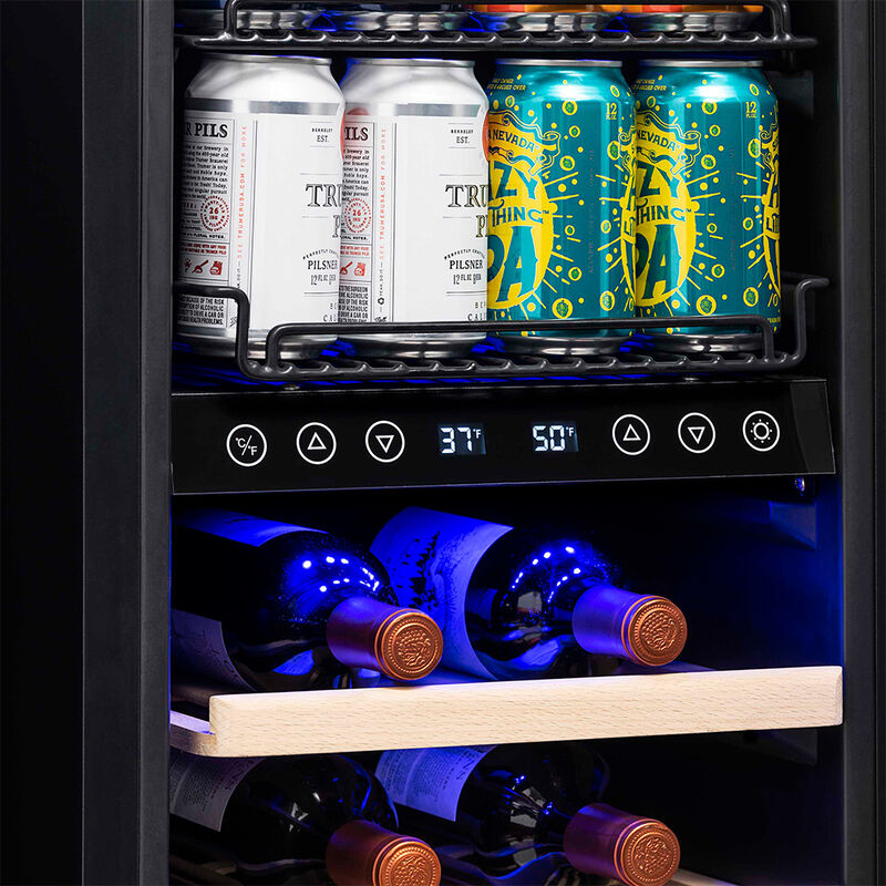 NewAir 15" Premium Built-In Dual Zone 9 Bottle/48 Can Wine and Beverage Fridge, Stainless Steel image number 4
