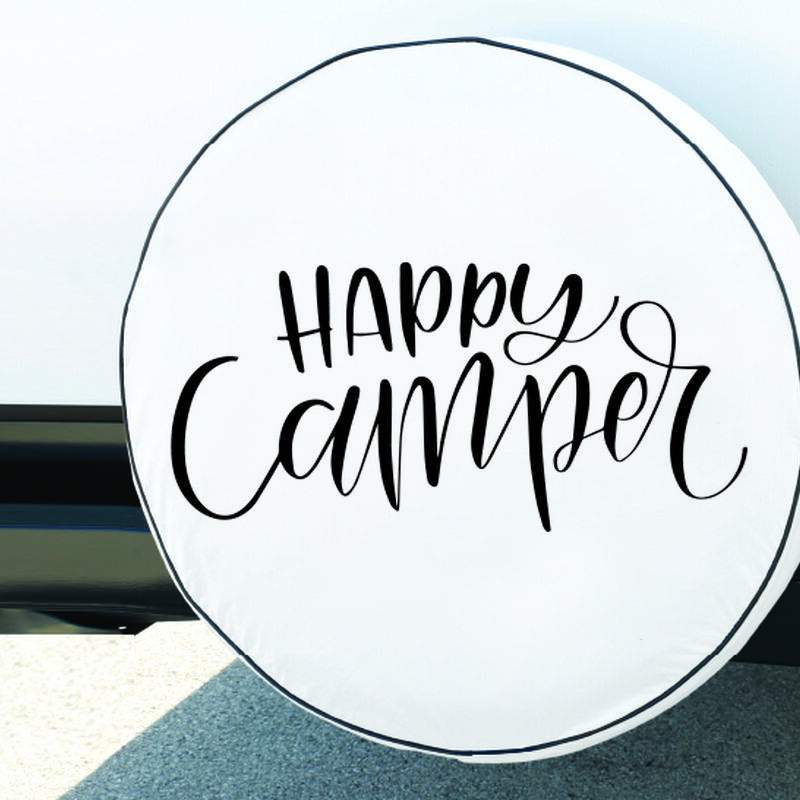 "Happy Camper" Spare Tire Cover, Fits 29" Dia. Tire image number 1