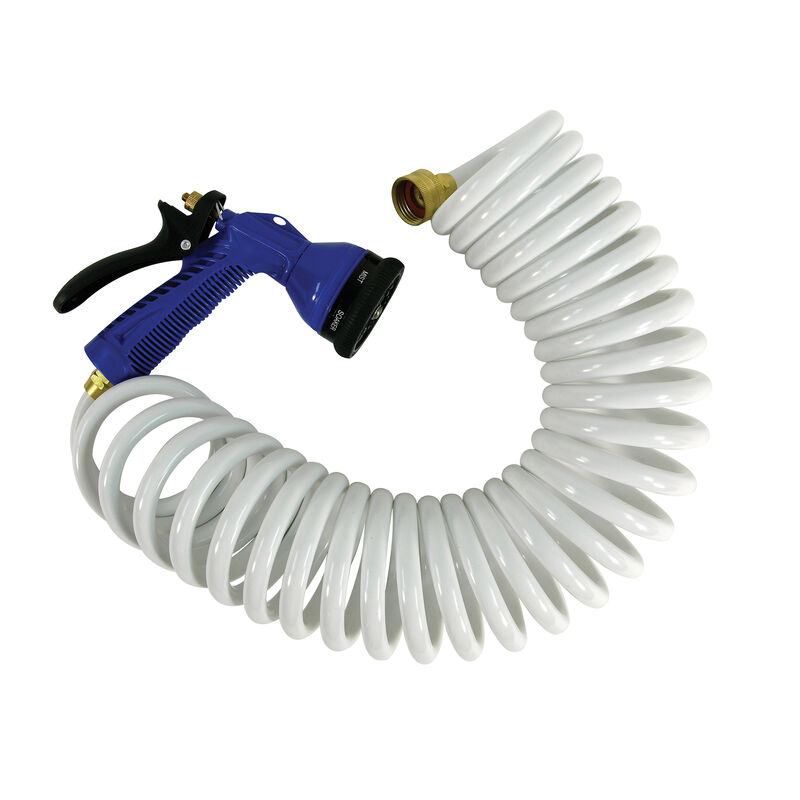 Whitecap Coiled Water Hose with Nozzle, 15' Long image number 1