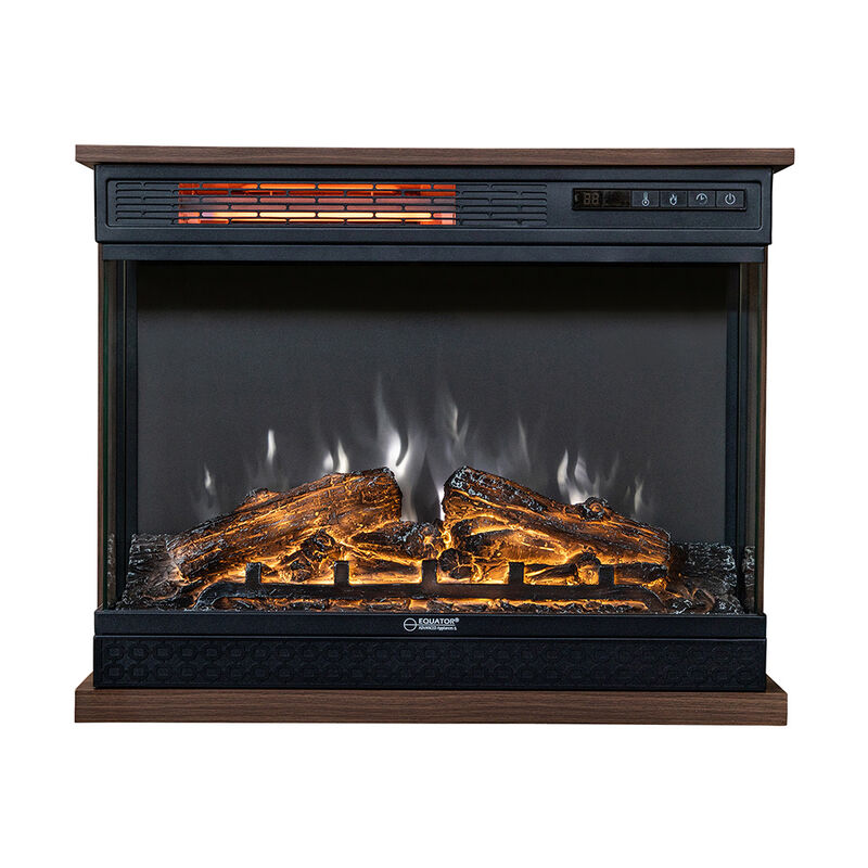 Equator 26" Portable/Freestanding Electric Fireplace, Walnut Brown w/Flame log effect Infrared Quartz image number 1