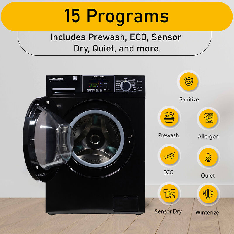 Equator 15-lb. All-in-One Combo Washer Dryer, Black image number 9