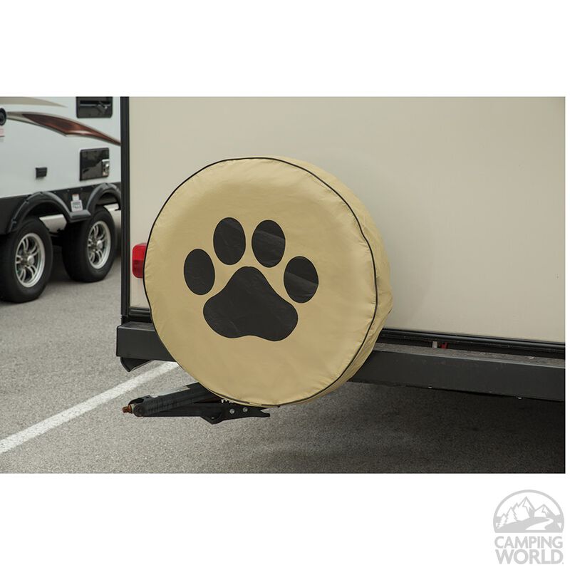 Vinyl Spare Tire Cover, Tan Paw, 29" image number 3