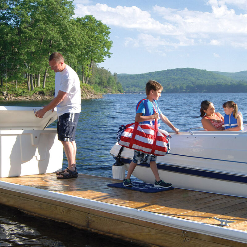 Stow 'N Go Fiberglass Dock Box White Small Low-Profile (20"H x 40"W x 19"D) image number 1