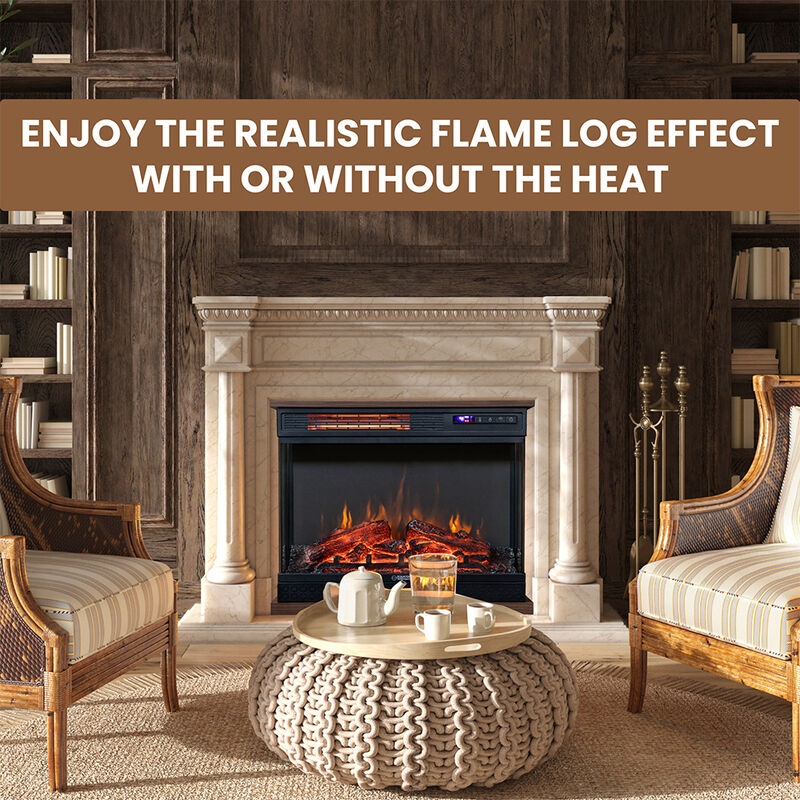 Equator 26" Portable/Freestanding Electric Fireplace, Walnut Brown w/Flame log effect Infrared Quartz image number 19