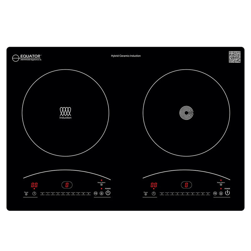 Equator 20" One Induction and One Ceramic Electric Hybrid Cooktop, Black image number 1