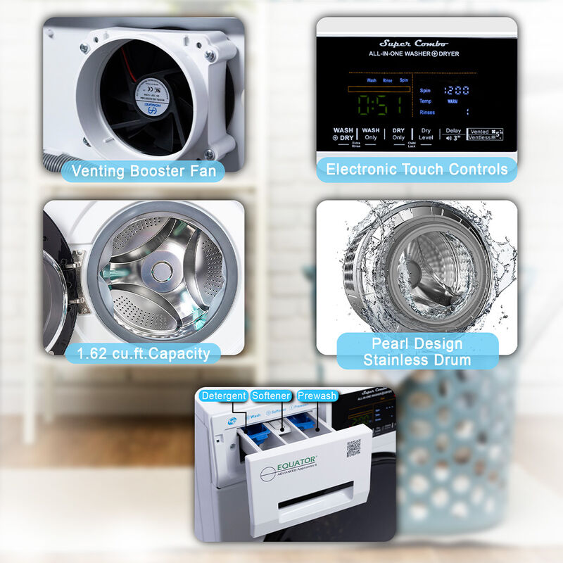 Equator 15-lb. All-in-One Combo Washer Dryer, White image number 10