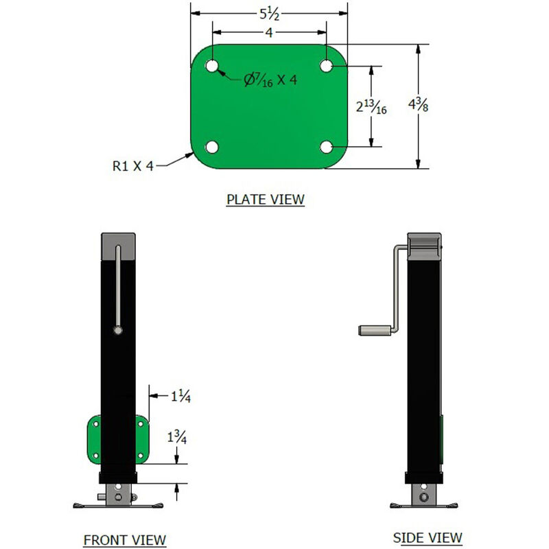 Trailer Valet 7,000 lb Jack w/ Square Weld-On Side Crank image number 8