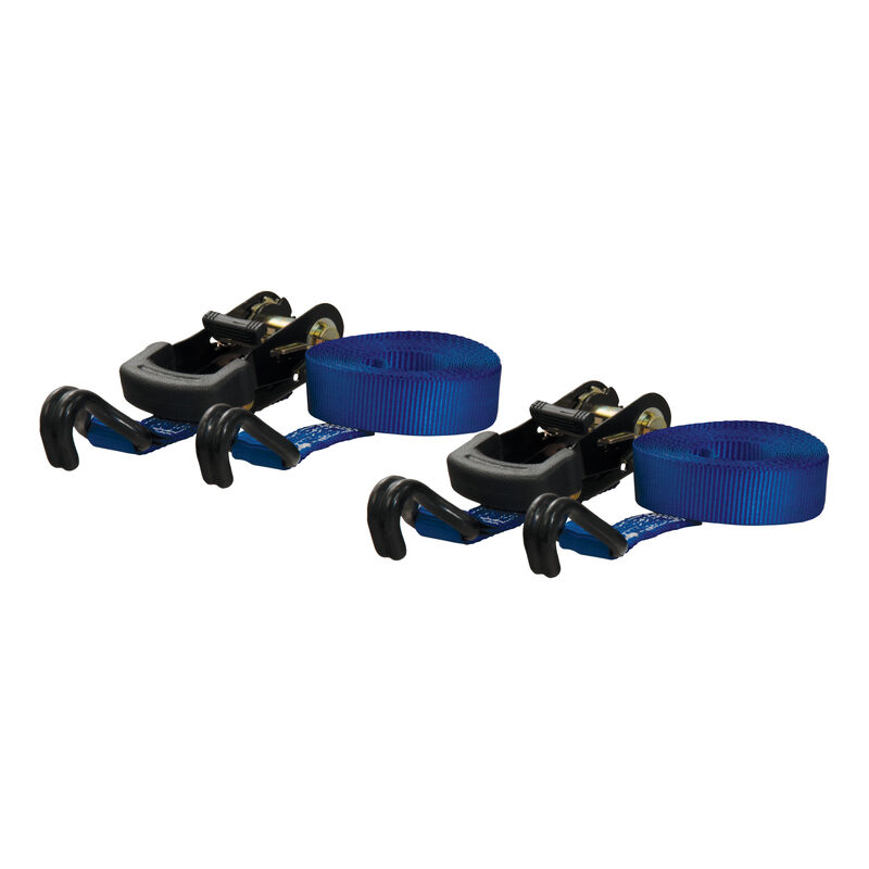 CURT 16' Blue Cargo Straps with J-Hooks, 733 lbs., 2-Pack image number 1