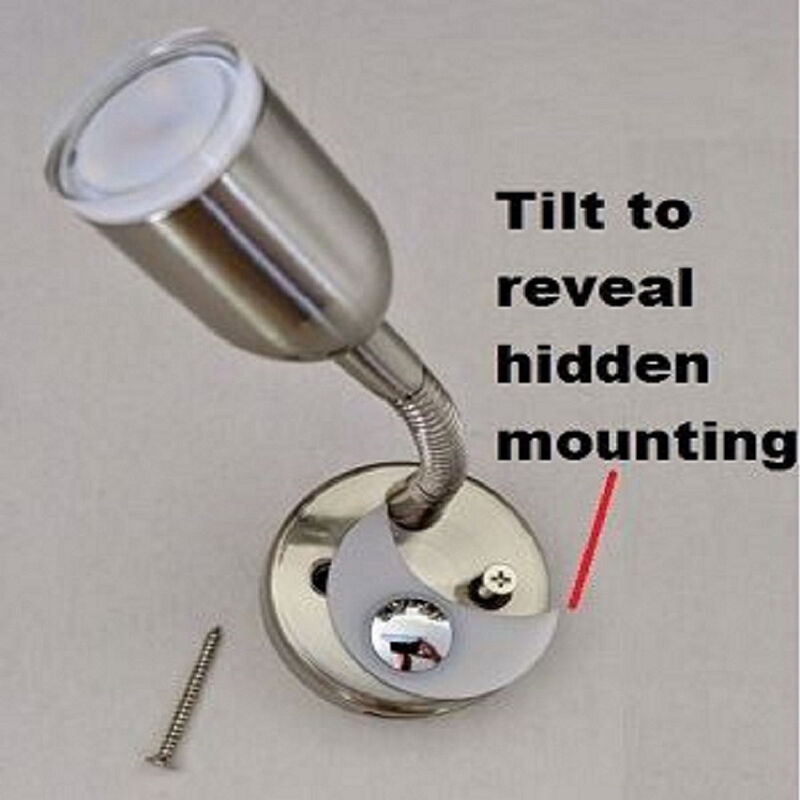 Flex USB Equipped 12 Volt LED Reading Light with Flexible Gooseneck, Satin Nickel and Blue Nightlight image number 3