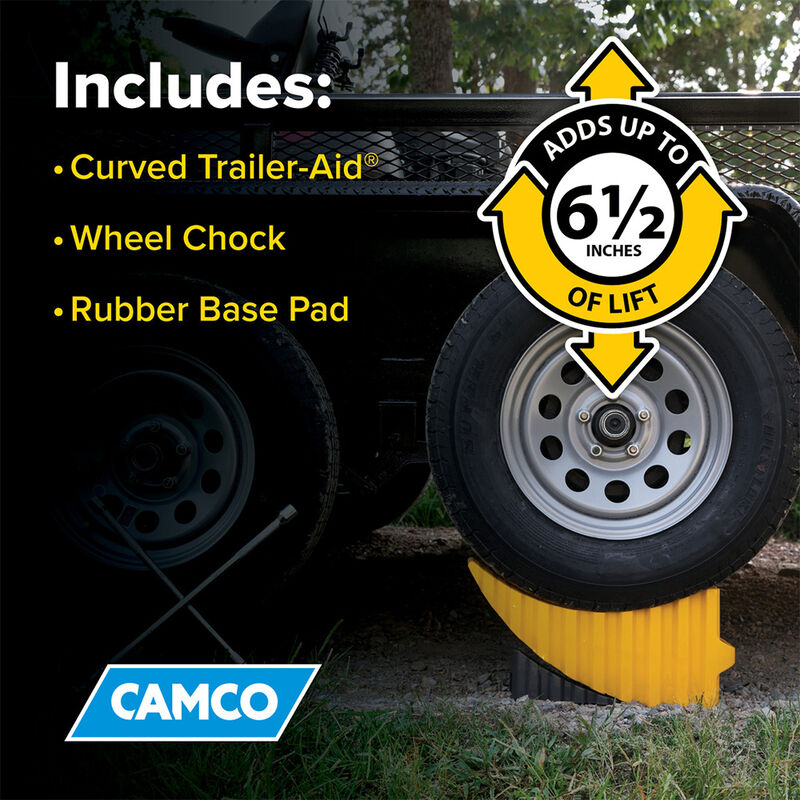 Camco Curved Trailer Aid w/ Chock and Pad - Yellow image number 9
