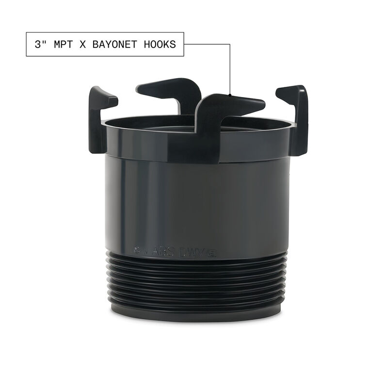 Valterra Rotating Rigid Sewer Pipe Adapter, 3" MPT x Bayonet Hooks image number 4