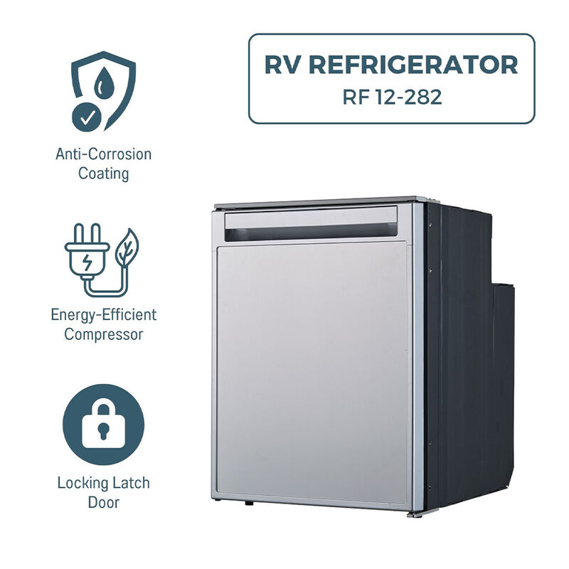 Equator 2.8 cu. Ft. 80L 12V/DC RV Built-in Refrigerator w/Freezer, Anti-Vibration, reversible door, Stainless image number 6