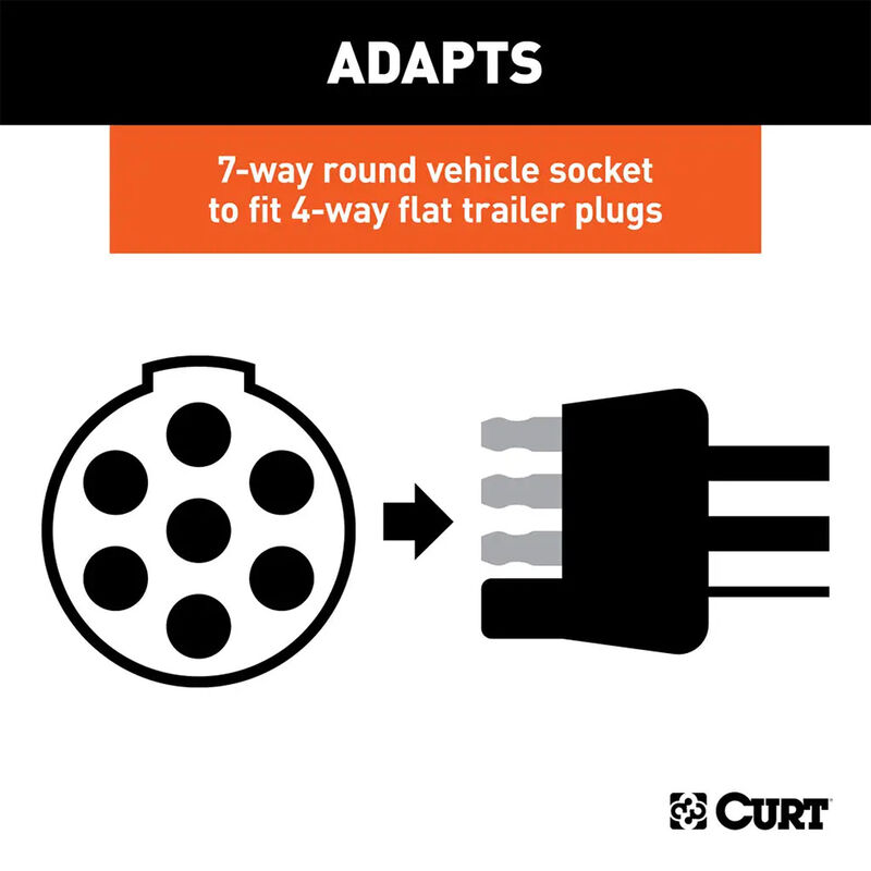 CURT 57041 Electrical Adapter, 7-Way Round to 4-Way Flat image number 4