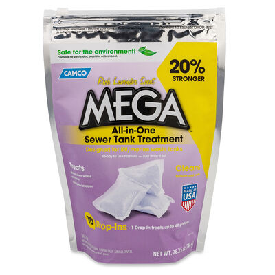Camco Mega All-in-One Sewer Tank Treatment, Lavender, 10-Pack