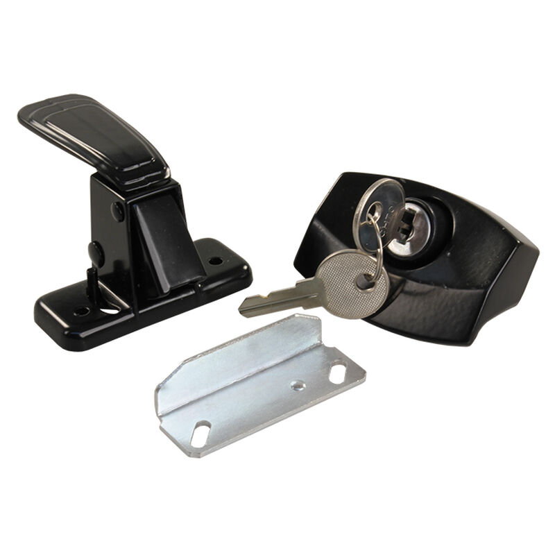 JR Products Locking Camper Door Latch with Keys, Black image number 1