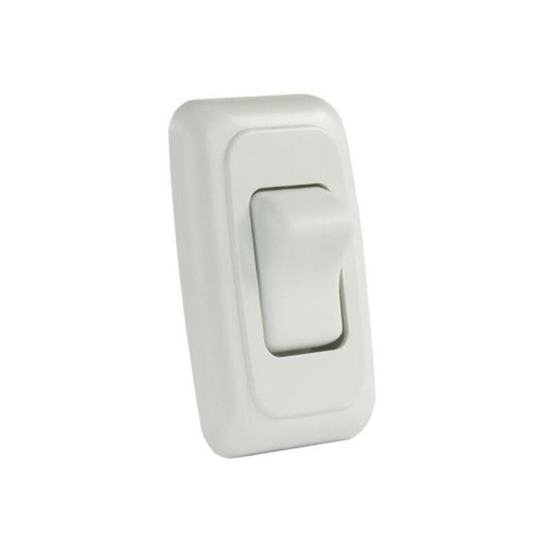 JR Products 12005 Single Rocker Switch Assembly with Bezel, White image number 1