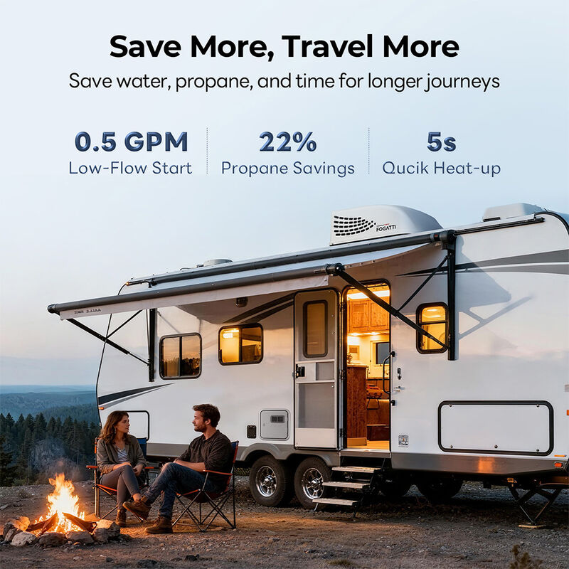 Fogatti InstaShower Ultra 66K BTU RV Water Heater w/ Black Trim image number 2