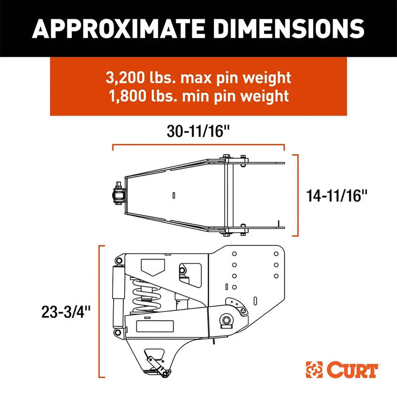 CURT Helux Coil-Spring Gooseneck Pin Box, 3,200 lbs. Pin Weight, 20,000 lbs. Capacity image number 6