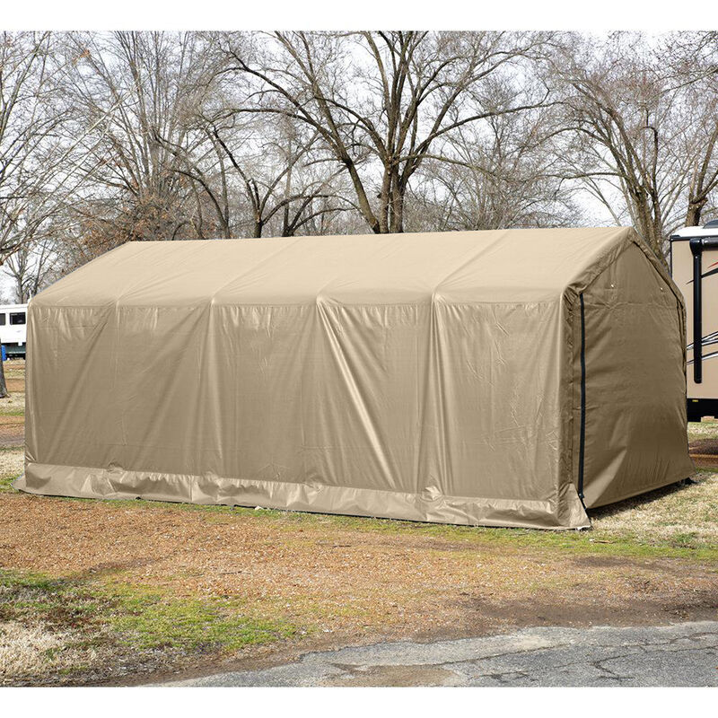 Auto Shelter 10 x 20, Peak Style Frame, Sandstone Cover image number 8