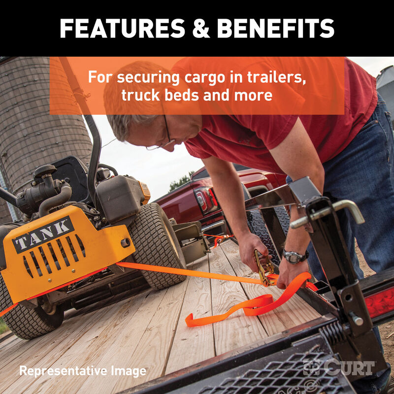 CURT 16' Dark Green Cargo Straps with S-Hooks, 300 lbs., 4-Pack image number 8