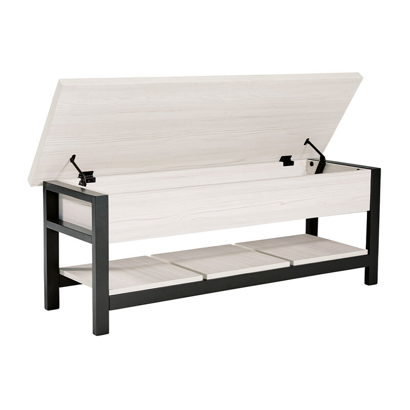 Rhyson Storage Bench, White Wood Grain image number 2