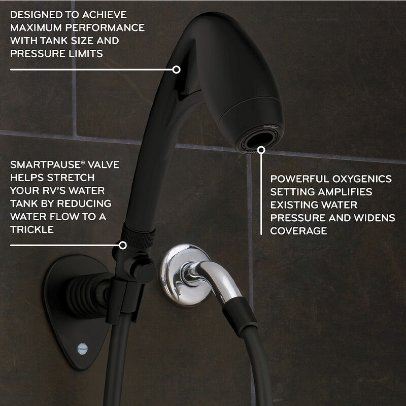 Oxygenics BodySpa RV Handheld Shower Head Kit, Matte Black image number 2