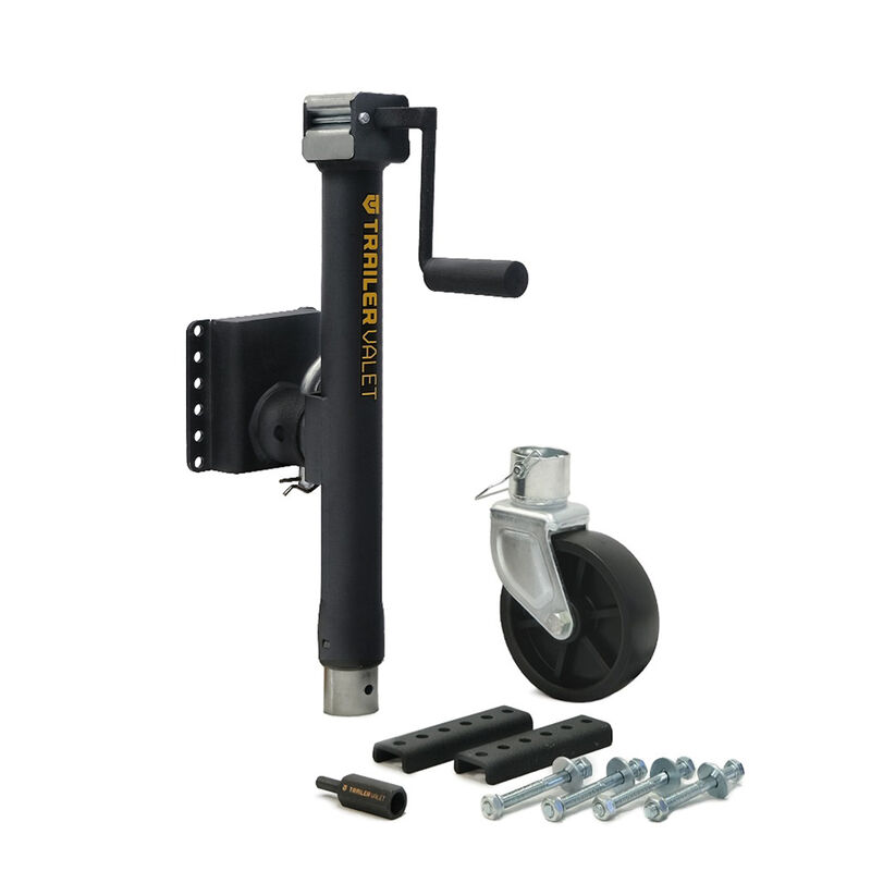 Trailer Valet 5,000 lbs Side Pipe Mount Bracket Drill Jack w/ Wheel image number 1