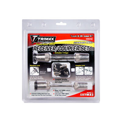 Trimax Universal Receiver Coupler Lock Set, 1/2" - 5/8" x 2-3/4" Receiver and 2-1/2" Span Coupler