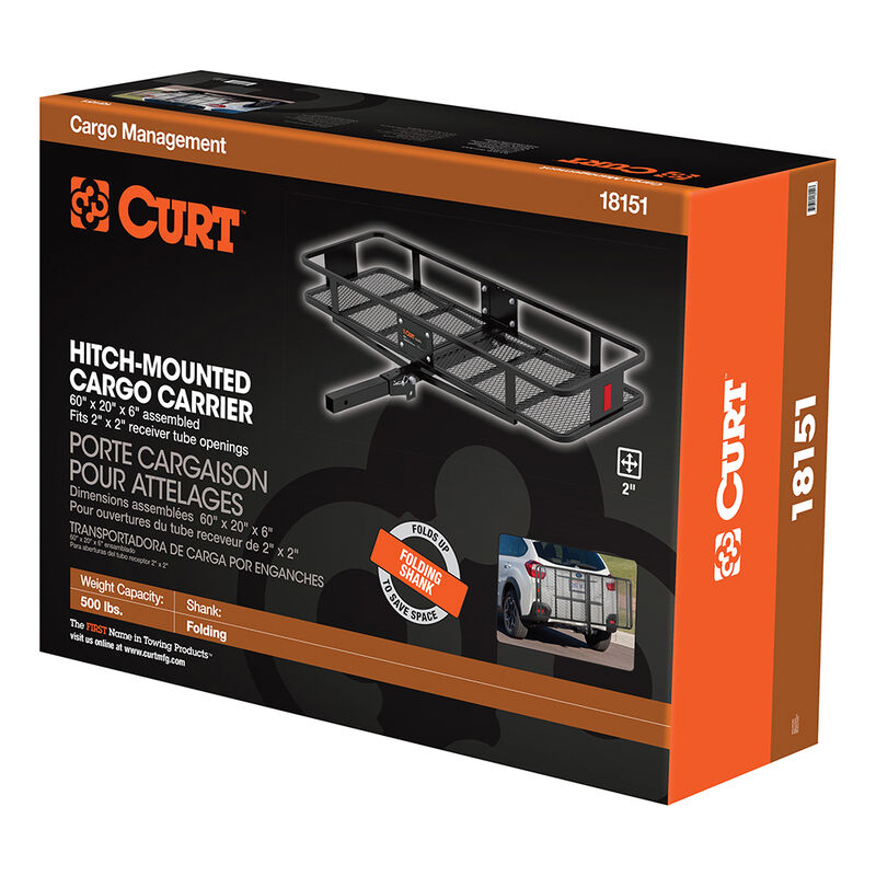 CURT Hitch-Mounted 60" x 20" Basket Cargo Carrier image number 2