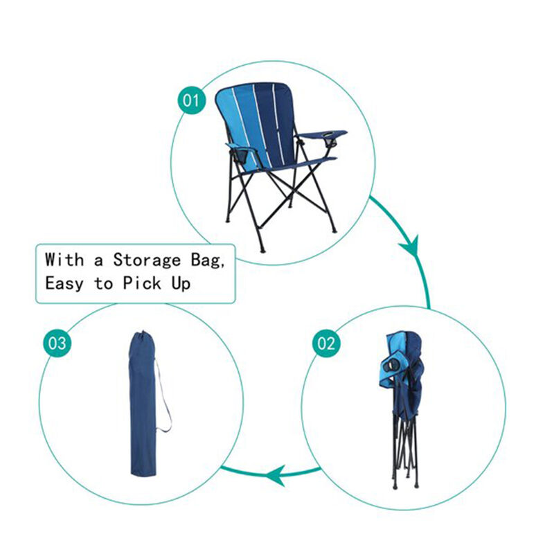 Camping Folding Lawn Chair with Cup Holder, Light Blue image number 6