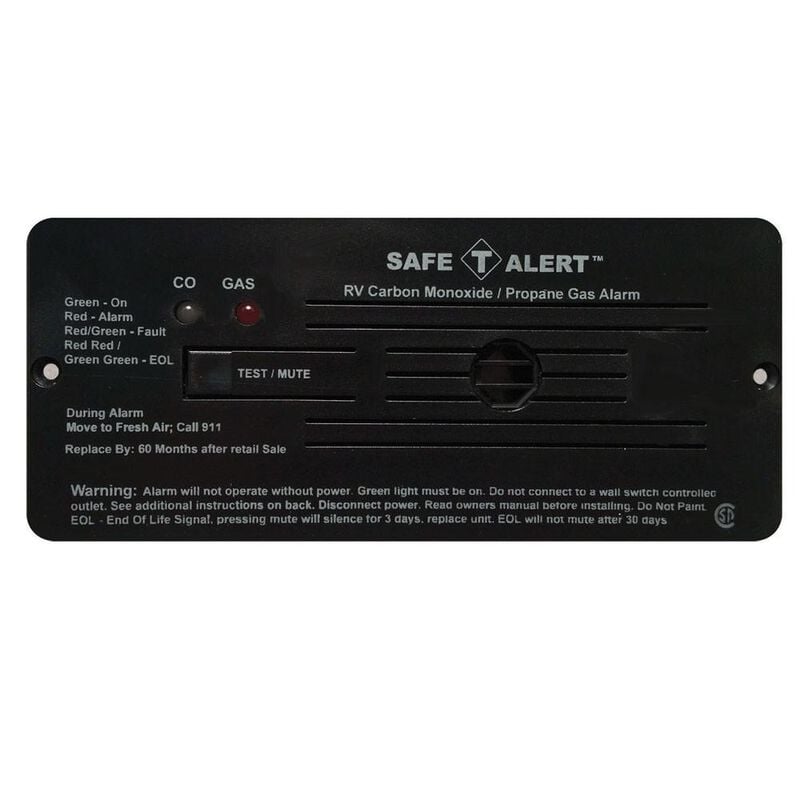 Safe T Alert 35 Series Dual CO/LP Gas Detector, Flush Mount, Black image number 1