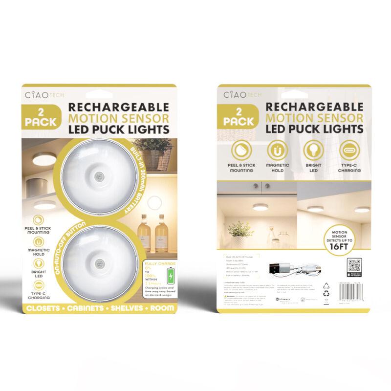 CIAO Tech Rechargeable Motion Sensor LED Puck Lights, 2-Pack image number 3