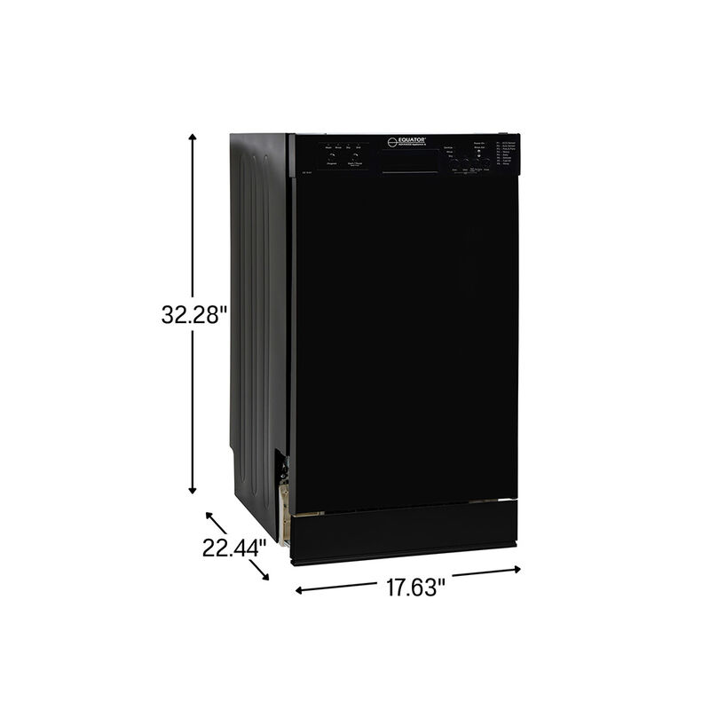 Equator 18" Built in Dishwasher 10 Place Setting 8 Wash programs half Load Sensor Wash 110V Energy Star Rated in Black image number 12