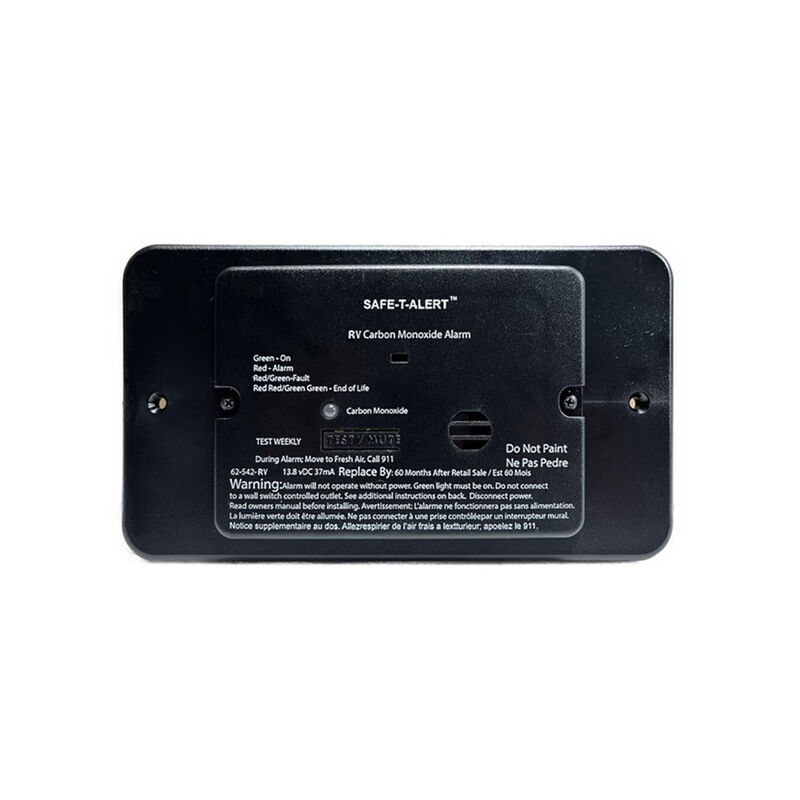 Safe-T-Alert Series 25 Dual CO/LP RV Gas Alarm with Trim Ring, Black image number 1