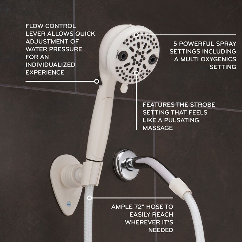 Oxygenics PowerFlow RV Handheld Shower Head Kit, White image number 2