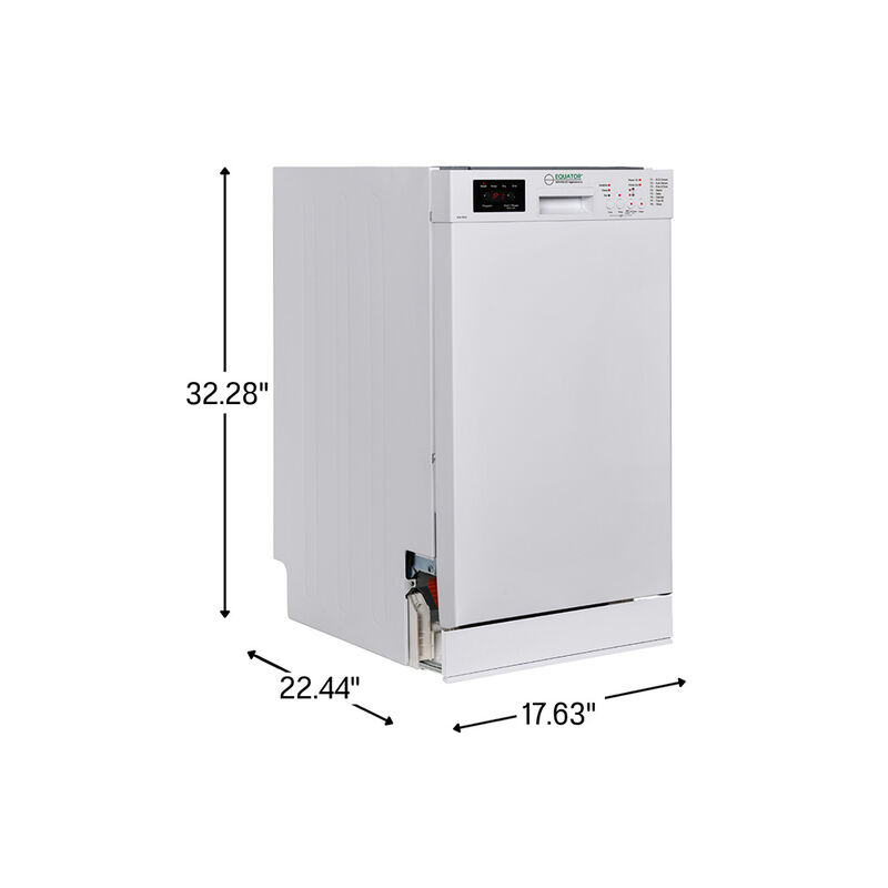 Equator 18" Built in Dishwasher 10 Place Setting 8 Wash programs half Load Sensor Wash 110V Energy Star Rated in White image number 10