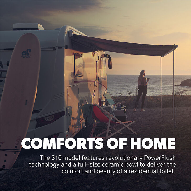 Dometic 310 Series Standard Height Gravity RV Toilet with Ceramic Bowl, Bone image number 6