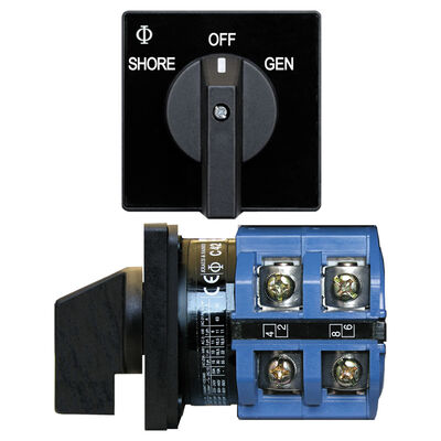 Blue Sea AC Source Selection Rotary Switch: 2 Sources, 2 Poles, 2+OFF Positions