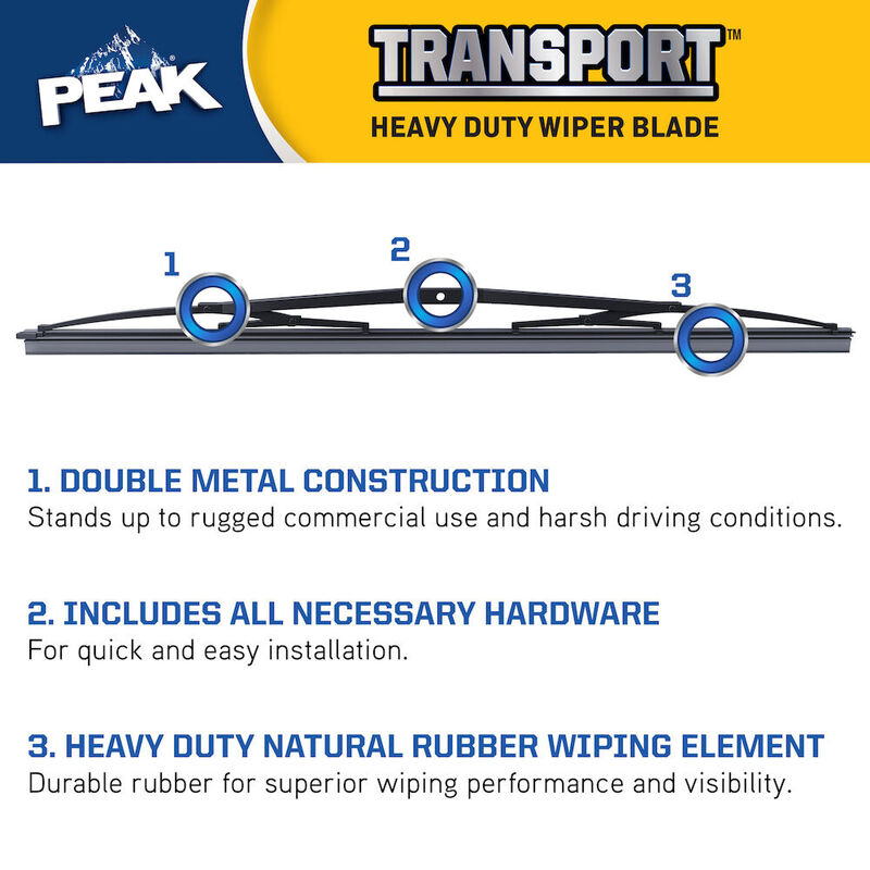 PEAK Transport 22" Windshield Wiper Blade, Wide Saddle Blade image number 4