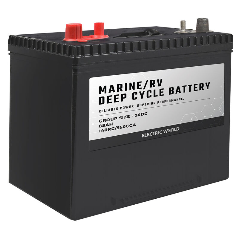 Electric World Marine/RV Deep Cycle Battery, Group Size 24M, 550 CCA image number 1