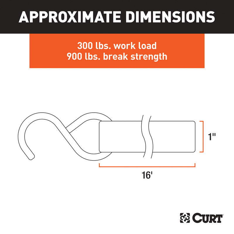 CURT 16' Dark Green Cargo Straps with S-Hooks, 300 lbs., 4-Pack image number 5
