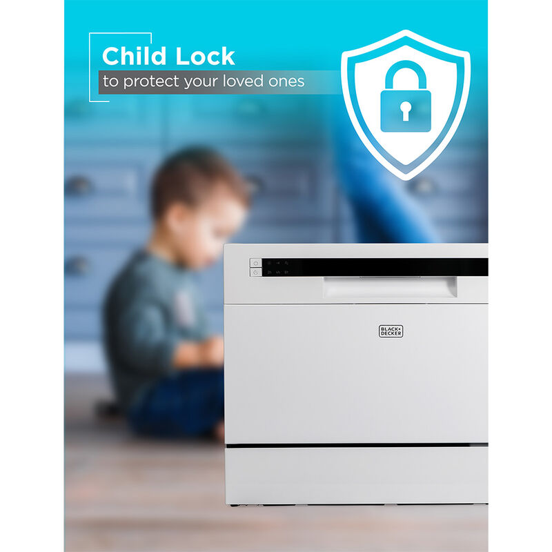 Black+Decker Countertop 6-Place Setting Dishwasher, White image number 9