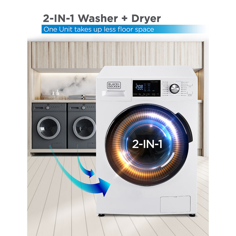 Black+Decker 2.7 cu ft. All-in-One Washer and Dryer Combo, White image number 2